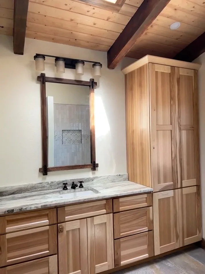 Foundation concrete and wooden framing structure during custom home construction