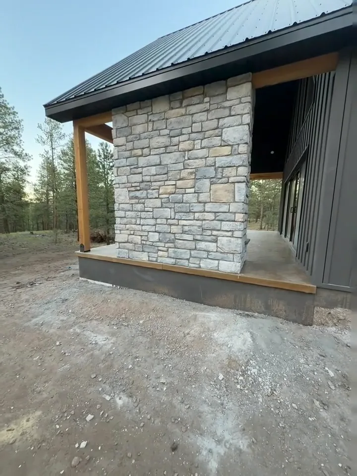 Foundation concrete work and wooden framing structure during custom home construction